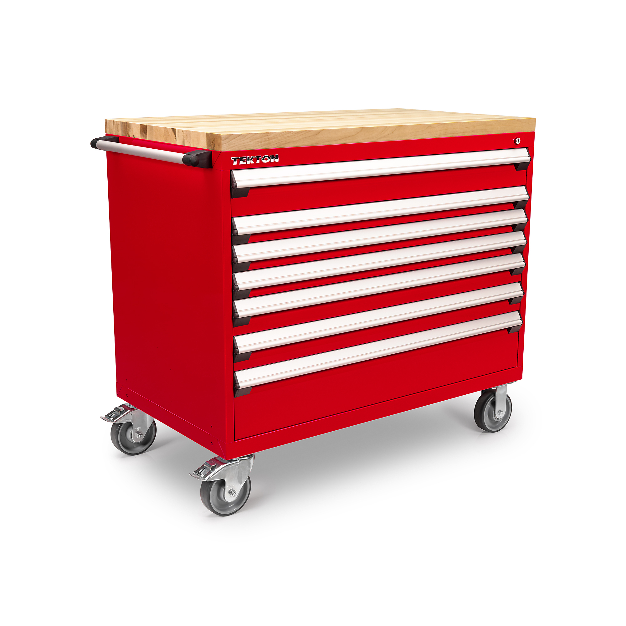 TEKTON 7-Drawer Tool Cabinet with Hardwood Block Top, Red (48 W x 27 D x 41.5 H in.) | OCL43200LWT